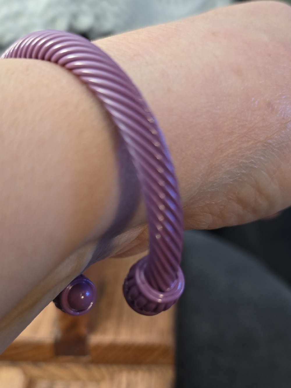 Plunder Lavender Twisted Cable Open Cuff Bracelet